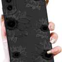 OOK Floral Case for Samsung Galaxy S22 Case, Cute Sunflower Floral Blooms Design Soft TPU Shockproof Protective for Women Girls Phone Cover - Black Flower