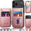 DJDUCK Designed for iPhone 17 Pro Max Case Wallet with Card Holder, [Magnetic Clasp Cover] [RFID Blocking Leather Protection] Shockproof Women Men Cases 6.9 Inch for Apple 17 ProMax Rose Gold