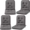 Chunful 4 Pack Tufted Back Chair Cushion Indoor Outdoor Weather Resistant Swivel Rocker Patio Chair Cushions for Outdoor Furniture (Dark Gray)