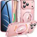 Privacy Case for iPhone 17 Pro Max with 360Stand [Built-in Anti Peeping Screen Protector] [Magnetic Ring ] Full Body Protective Phone 17ProMax Cover 6.9", Pink