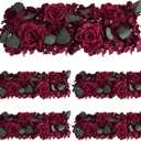 Christmas Artificial Flower Wedding Arch Decorations, 19.7 inch Floral Centerpieces for Party Bridal Shower Event Table Wall Arrangement (Burgundy, Pack of 4 Flower Arrangement)