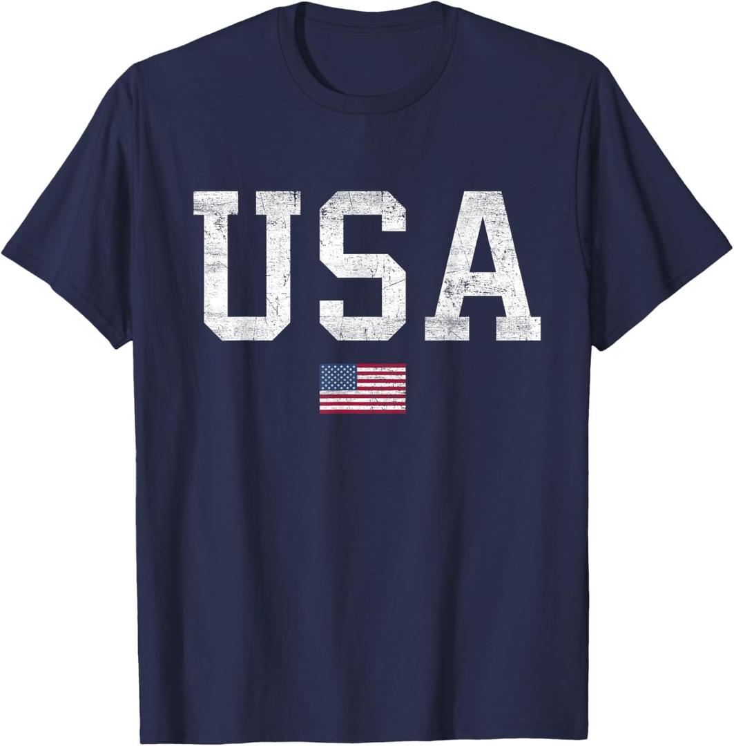 USA T Shirt Women Men Kids Patriotic American Flag July 4th T-Shirt, S Size