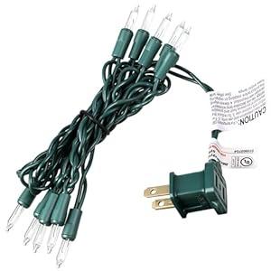 Aurelema 10 Bulbs Mini Christmas Lights String Warm White Vintage Short Strand String Lights, Clear Bulbs Wire Fit Light up Christmas Decorations, 4 Bulb Spacing, Connectable End-to-end(Green, 5.5ft)