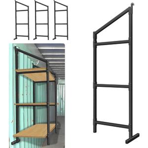4 Pack Shipping Container Shelves Bracket with 60"(H) X 24"(W), DIY Adjustable 3-Tier Shipping Container Shelving for Heavy Duty Trailer Universal,1300LBS Capacity