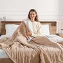 Full Size Electric Blanket 72''X84'' Heated Blanket - Heating Blanket with 5 Heating Level & 10 Hour Auto Off, Ultra Soft, Machine Washable & Overheating Protection, House Warming Gifts(Beige) (07-linen)