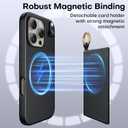 TAURI for iPhone 16 Pro Max Case, Removable Magnetic Wallet Case with Card Holder, [Compatible with MagSafe] Durable PU Leather Phone Case with Wireless Charging, Black