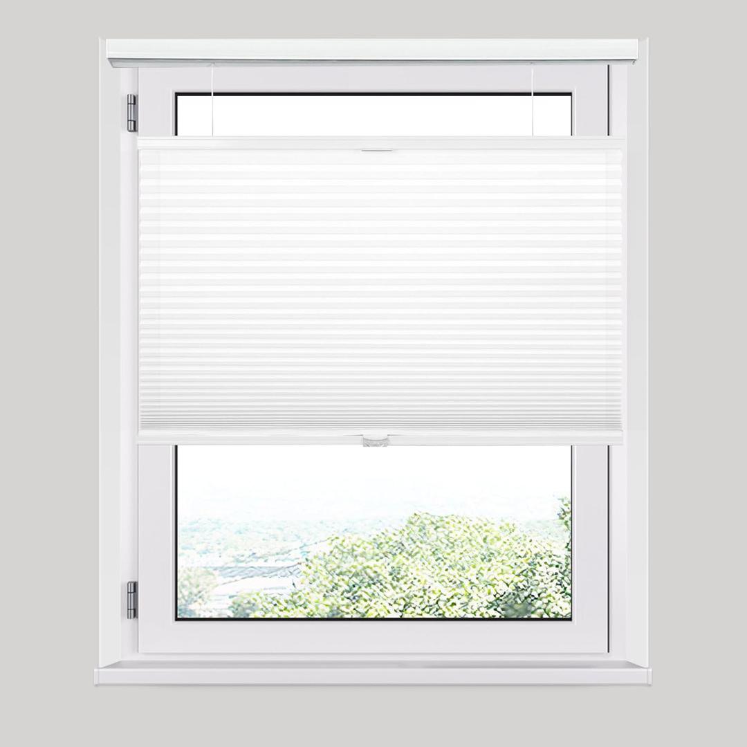 Allesin Top Down Bottom Up Cellular Shades, Blackout Shades Noise Reduction, Honeycomb Blinds Cordless Room Darkening for Bedroom Office, Light Filtering (White, W33 x H64) (33"W x 64"H, White-light Filtering)