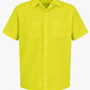 Red Kap Men's Short Sleeve Enhanced Visibility Work Shirt, Size L