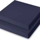 DoubleFill 2 Pcs Outdoor Ottoman Cushion 23"x19"x3" Waterproof Fade Resistant Outdoor Footstools Cushion Removable Patio Ottoman Cushions with Adjustable Fixing Strap for Stool (Navy Blue)