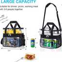 Clear Lunch Bag - Large Clear Lunch Bag for Work Double-Deck Reusable Lunch Bag with Adjustable Strap, Front Pocket and Top Compartment for Picnic, Beach, Work, School（3-6 People Use）