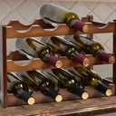 Wine Rack, 12 Bottles 3-Tier Free Standing Wine Racks, Wine Rack Countertop Holder Storage Shelf for Kitchen Cabinet Dining Room Bar (Brown)