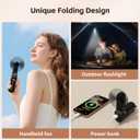 Mini Handheld Fan,USB Rechargeable 3 IN 1 Personal Cooler Fans with Power Bank,LED Flashlight,Small Foldable Portable Pocket Fan-Travel & Emergency Essentials for Outdoor Black