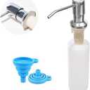 Soap Dispenser for Kitchen Sink (Chrome),Built in Design Sink Soap Dispenser, Refill from The Top, Stainless Steel Kitchen Soap Pump with 10 fl.oz Bottle (300ml)