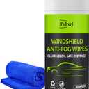 Glass Anti-Fog Wipes Pre-moistened Quick Antifog Defogger Prevent Fogging on Car Windshield, Mirror, Shower Door, Window, Helmets, Goggles Resealable Bottle Pack - 40 Wipes