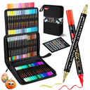 Acrylic Paint Pens Markers, 72 Pc Dual Tips Waterproof Metallic Paint Markers For Rock Painting, Fabric, Metal, Glass, Wood, Canvas, Ceramic, Pumpkins, Eggs, Plastic, Non-Toxic & Odor