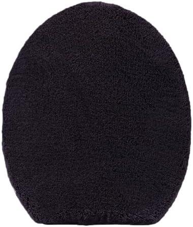 Madeals Microfiber Toilet Lid Cover Soft and Absorbent, Comfortable Bathroom Toilet Lid Cover Seat Fits Most Size Toilet Lids for Black