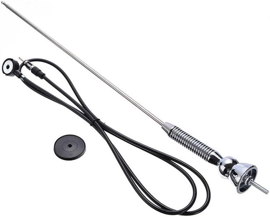 Universal Car Roof Antenna Compatible with AM/FM Radio Signal Booster Amplifier, Extended Silver Mast 134cm, Spring Soft Rod