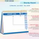 7 x Desk Calendar 2026, Desktop Calendar 2026 Standing flip, 8.5 x 11, Jan 2026 - Dec 2026, Stand Up Calendar with Memo Pages, Large Ruled Blocks, Holidays, Thick Paper, Great for Home, School, Office