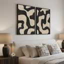 Framed Abstract Beige Black Wall Art for Living Room, Large Neutral Modern Canvas Artwork for Walls, Set of 2 Mid Century Elegant Picture Print for Bedroom Home Office Hallway Wall Decor, 24x36 Inch, 24" W x 36" H x 2Pcs