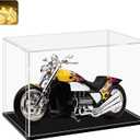 LANSCOERY Acrylic Display Case, 7x4.7x4.7 in, Upgraded Thickened UV-Resistant Showcase, 98% Clarity Dustproof Box with Glossy Black Base for Action Figures, LEGO & Models, Scraper & LED Light