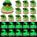 24 Pcs Glow in The Dark Ducks Mallard Rubber Duck with Sunglasses Necklace Mini Squeaky Rubber Ducks for First Day of School Gifts Birthday Party Favors Supplies