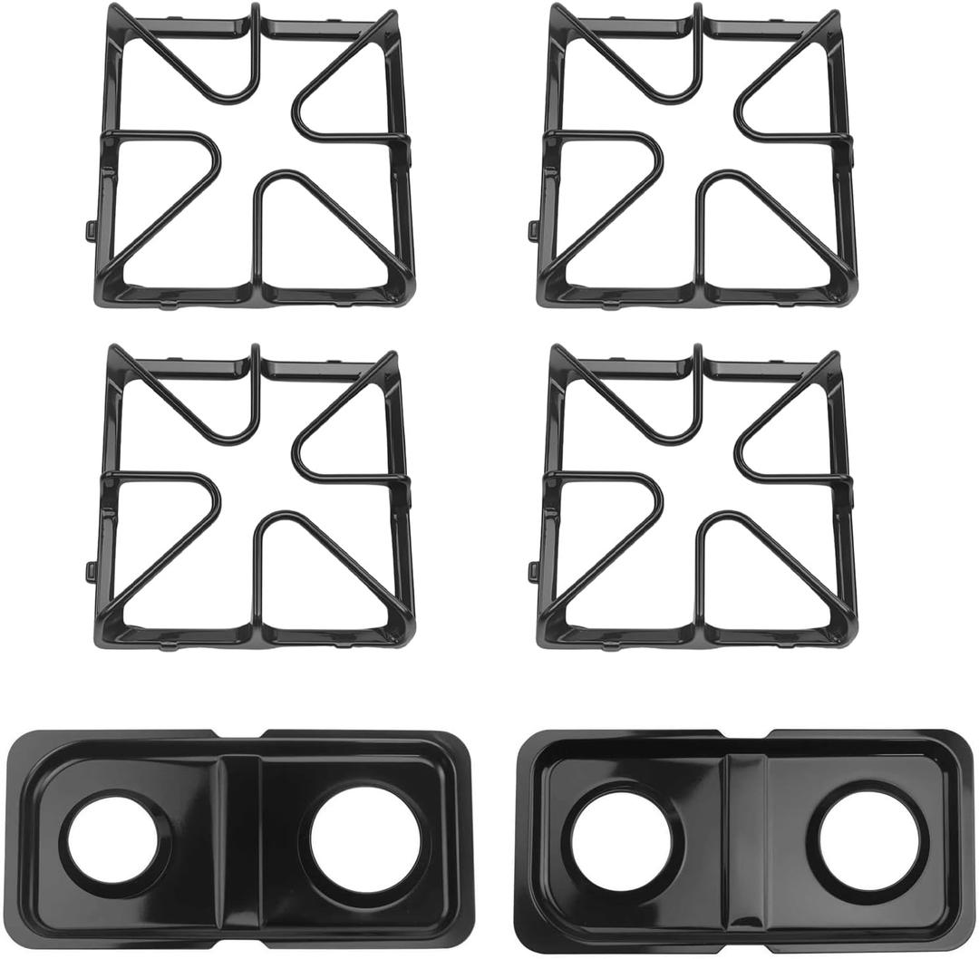 WB31K10034 WB34K10009 WB34K10010 Stove Grates and Drip Pans Replacement for Whirlpool Stove Top, GE Gas Stove Range Parts