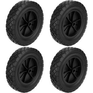 KEILEOHO 4 PCS 8 x 1.75 Inch Replacement Hand Truck Wheels, Heavy-Duty Solid Rubber Wheel with 1/2 Inch Axle Bore Universal Hand Truck Wheel Replacement Tires for Lawn Mowers, Dollies, Black