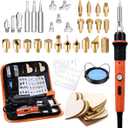 Preciva 31Pcs Wood Burning Kit, Professional Wood Burning Tool, 482F~1382F Adjustable Temperature Woodburning Pyrography Pen DIY Creative Tools for Embossing/Carving/Soldering
