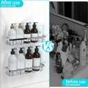 Shower Caddy Organizer with Hooks,Self Adhesive Bathroom Shelves,Shower Shelves,No Drilling Bathroom Organizers and Storage,Perfect for RV, Apartment, Home Decor,Silvery 3PK