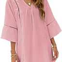 BMJL Womens Swimsuit Coverup V Neck Bathing Suit Cover Ups for Swimwear Chiffon Bell Sleeve Beach Dress, Large