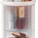 4 x Makeup Brush Holder, 2 Tier Clear Cosmetic Tools Organizer, Round Makeup Organizer for Vanity Countertop (Milky White)