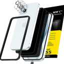 NEW'C 3X Privacy for iPhone 15 Screen Protector (6.1 inches)+ 3X Camera Lens Protector, Sensor Protection, Case Friendly Tempered Glass Film + Dust Plug - Easy Installation Tool Included | Sensor Protection, Case Friendly, Tempered Glass Film, Dust Plug