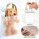 Qilery Clear Frosted Gift Bags with Handles, 5.9 x 5.1 x 2.36 Inches Small Transparent Party Favor Bag Plastic Goodie Bags for Mother's Day Wedding Baby Shower Birthday Graduation DIY(50,Brown)