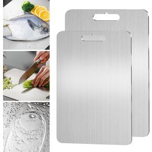 Titanium Cutting Board, 2 Pack Titanium Cutting Boards For Kitchen, 2026 New Double-Sided Food-Grade Titanium Cutting Board For Cutting Meats, Fruits And Vegetables (2pcsM+L)