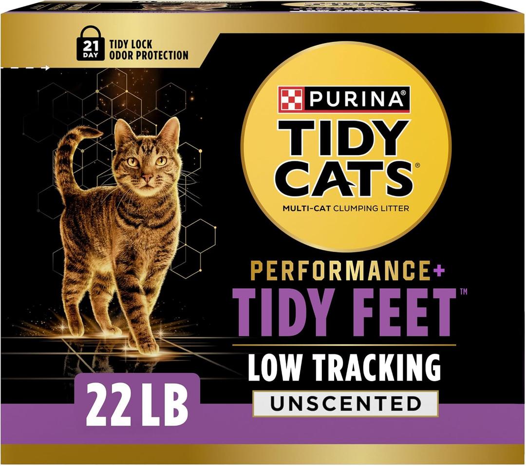 Purina Tidy Cats Performance Plus Feet Unscented Low Tracking, Clumping, Odor Control Kitty Litter - 22 lb. Box