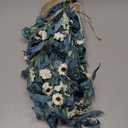 Bibelot 22 Inch Spring Wreath Blue with Green Leaves Wreaths Blue Daisy Artificial Grains White Flower Wreath for Front Door Wreaths,Farmhouse Decor Indoor&Outdoor Wedding Wall Home Decor