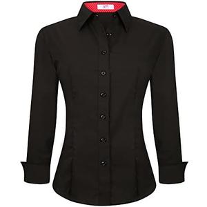 Esabel.C Womens Button Down Shirts Long Sleeve Regular Fit Stretch Work Blouse Size L