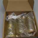 Plastic Press Shampoo and Conditioner Dispenser Set of 3,Refillable 16.9oz Shampoo Bottles Shower Soap Dispenser with Waterproof Labels for Bathroom (Amber Gold)