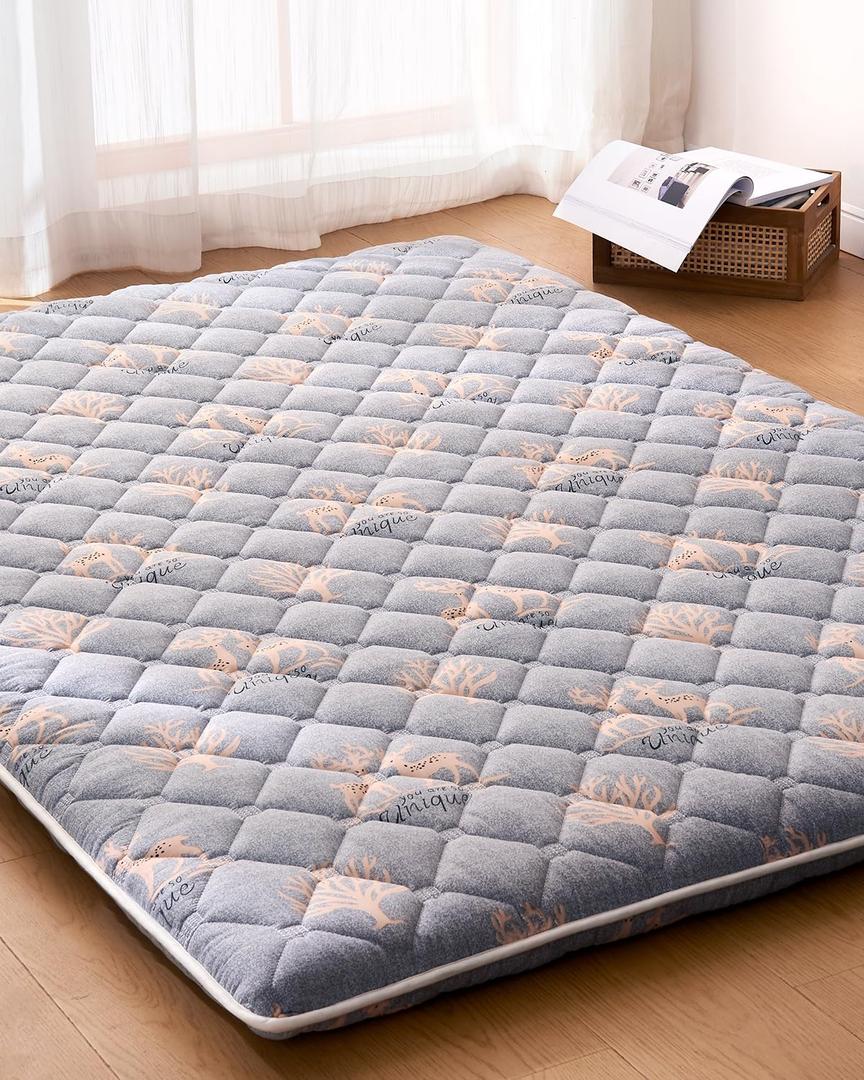 6th Generation Japanese Floor Futon Mattress - Extra-Thick 9-Layer Modern Futon with 100% High-Density Foam, Portable Floor Mattress Sleeping Pad for Adults, Guest Room, Dormitory, King Size(78"X80")