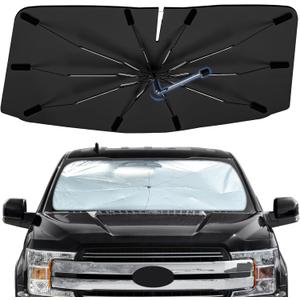 Windshield Sun Shade Umbrella for Ford F150 2015-2020, Foldable Sunshade for Car Front Window, 360 Rotation Automotive Interior UV Protection for Outdoor Parking, Keep Car Cool