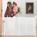 Reinforced Retractable Baby Gate for Stairs with Support Rods, 33" Tall, Extends up to 55" Wide, Mesh Gate Banister Baby Gate for Doorways, Indoor Outdoor Pet Gate for Stairs Hallways (White)