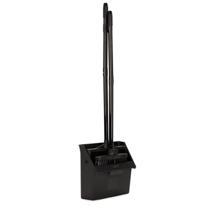 Carlisle FoodService Products DuoPan Upright Dust Pan and Broom Set, Essential Cleaning Tools for Home and Commercial Use, 36" Handle, 1 Count, Black