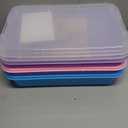 Carolart 3 Pack,Empty Sensory Bin,13.5 Inch Storage Container,Portable Plastic Storage Bins, Stackable Play Tray for Toys,Arts,Crafts and Sand, (Pink& Purple& Clear)