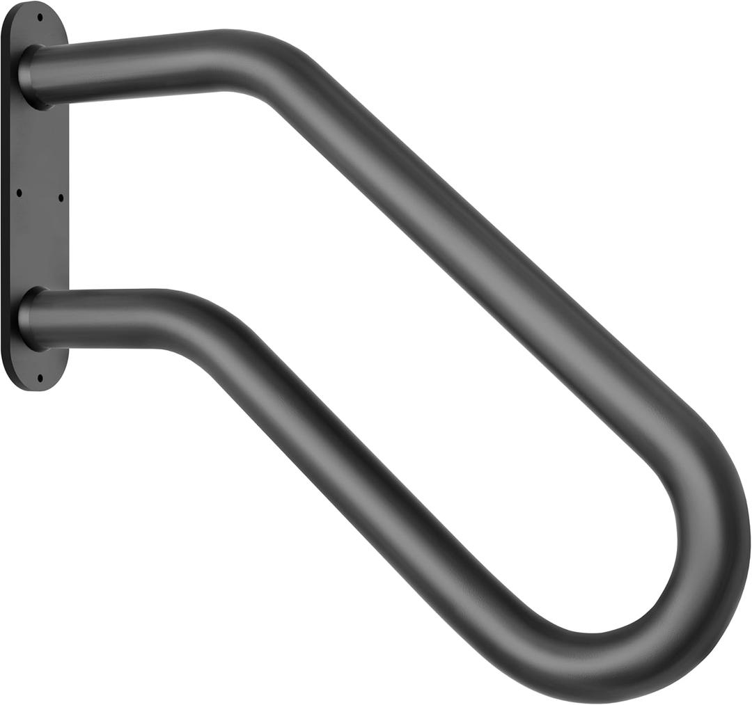 Handrails for Outdoor Steps, Heavy Duty Non-Slip Handrail, U-Shaped Safety Hand Rails, Wall-Mounted Rail for 1-3 Step Stairs, 19" Length Railings for Indoor and Outdoor