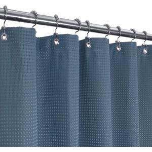 Barossa Design Waffle Weave Shower Curtain Hotel Luxury Spa, 230 GSM Heavy Duty Fabric & No Blowing, Water Repellent and Machine Washable - Moonlight Blue, 71"x72"