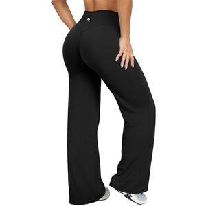 OQQ Yoga Pants Women High Waist Stretch Casual Soft Straight Leg Bottoms L