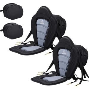 JAYEGT Kayak Seat Deluxe Padded Back Canoe Seat with Back Support ，SUP Paddle Board Seats Fishing Seat for Universal Sit with Detachable Storage Bag and 4 Adjustable Straps. (2Pcs Kayak Seat)
