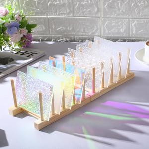 LemonRoad 16 Sheets Iridescent Stained Glass Sheets Variety Pack 4 x 6 Inch Acrylic Cathedral Art Glass for Mosaic Crafts Projects Supplies DIY Home Decor