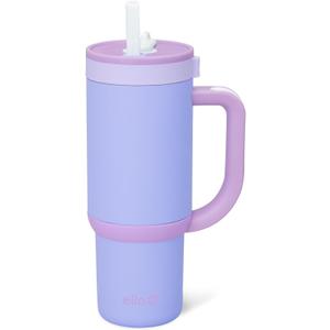 Ello Oasis 18oz Kids Tumbler with Handle & Retracting Straw, 100% Leakproof Reusable Insulated Stainless Steel Cup, Gifts for Teens Girls Boys, Keeps cold for 18 Hours, Cup Holder Friendly, Lavender
