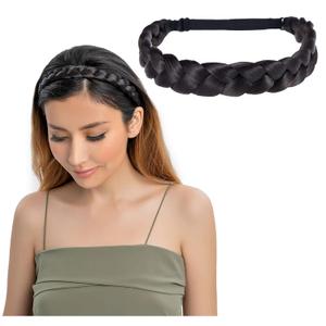 TOECWEGR Braid Headband 3 Strand Synthetic Braided Hair Headbands Stretch Plaited Hairpiece Fashion Girl Costume Accessory (SG-YLN-WG05)